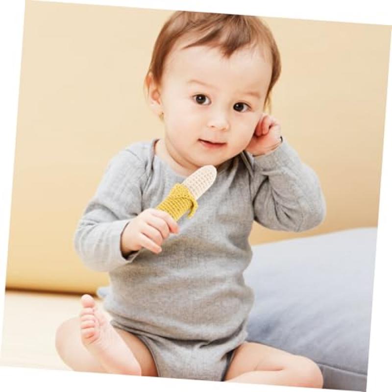 Crocheted Banana Teething Rattle - Soft Baby Grasp Toy, Newborn Soothing Toy with Hook for On-The-Go