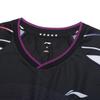 Li Ning Table Tennis Series Geometric Pattern Printed Logo Quick-Dry V-Neck Short Sleeve T-Shirt Women Tops Black AAYS238-3