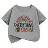 Everything Will Be Ok Rainbow Design Print T Shirts Sweet Kids Childrens Tshirt Boys Girls Summer Spring Casual Top Tee Shirt