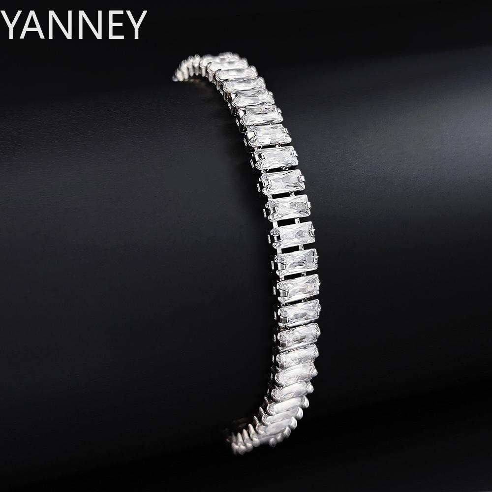 

2024 New Luxury 925 Sterling Silver Princess Cut on Hand Bracelet Bangle for Women Anniversary Gift Jewelry Wholesale Fine серебряный
