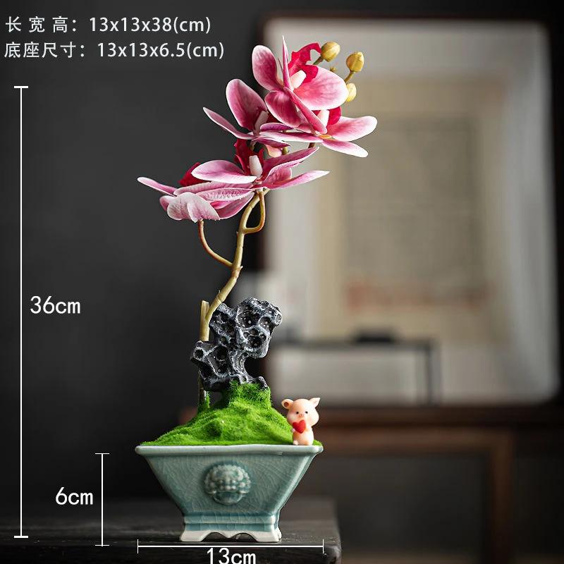 Chinese Style Flower Bonsai Decoration Ornaments For Indoor Study, Living Room Decoration Home Soft Decoration Handicrafts