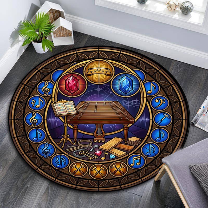Music Nature Harmony Round Area Rug Under Office Chairs Bedroom Living Room Home Decor