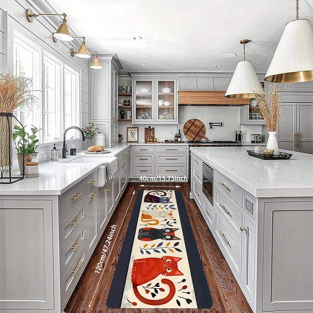 Cartoon Cute Kitten Carpet Long Carpet Runner Rug Kitchen Rug Soft Doormat Winter Warm Welcome Mat Living Room Carpet Rug