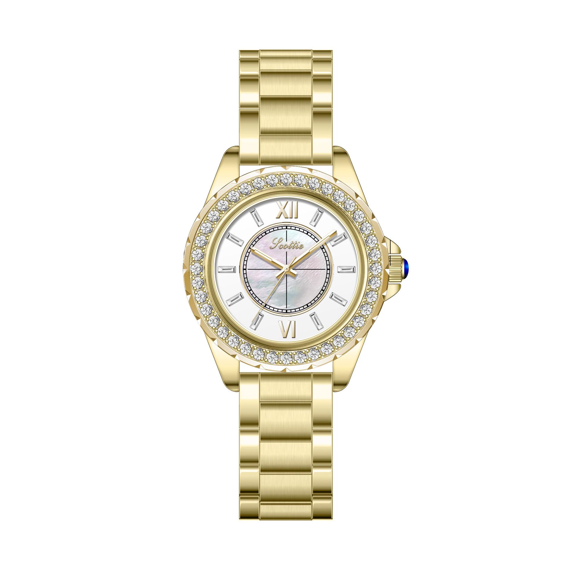 Ceramic Steel Belt Women S Watch 9677 Diamond-Encrusted Fritillary Gold Watch