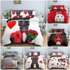 Cartoon Bulldog Dog Bedding Set Roses Duvet Cover Bedroom Comforter Cover Single Twin King Size Quilt Cover Home Textile