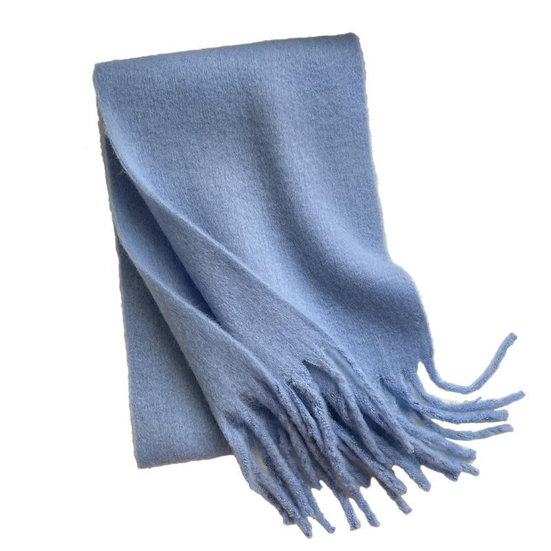 Soft Fluffy Solid Color Winter Scarf Women's Thickened Fleece-Like Cashmere Shawl Korean Style Warm Versatile Neck Warmer