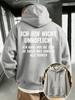 Halloween and Christmas Men's Hoodie, Featuring German Text Print and European-inspired Minimalist Streetwear Style, Suitable for