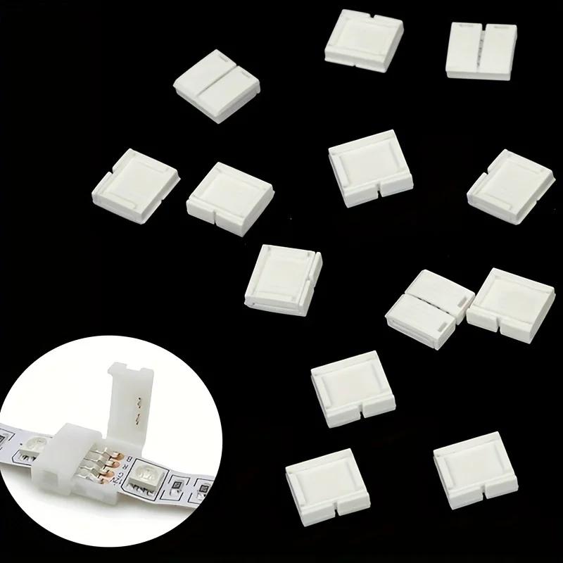 10pcs LED Strip Connector 8mm 10mm 2 Pin 4 Pin 3528 5050 RGB Single Color Solderless PCB Board Wire Free Welding Connectors