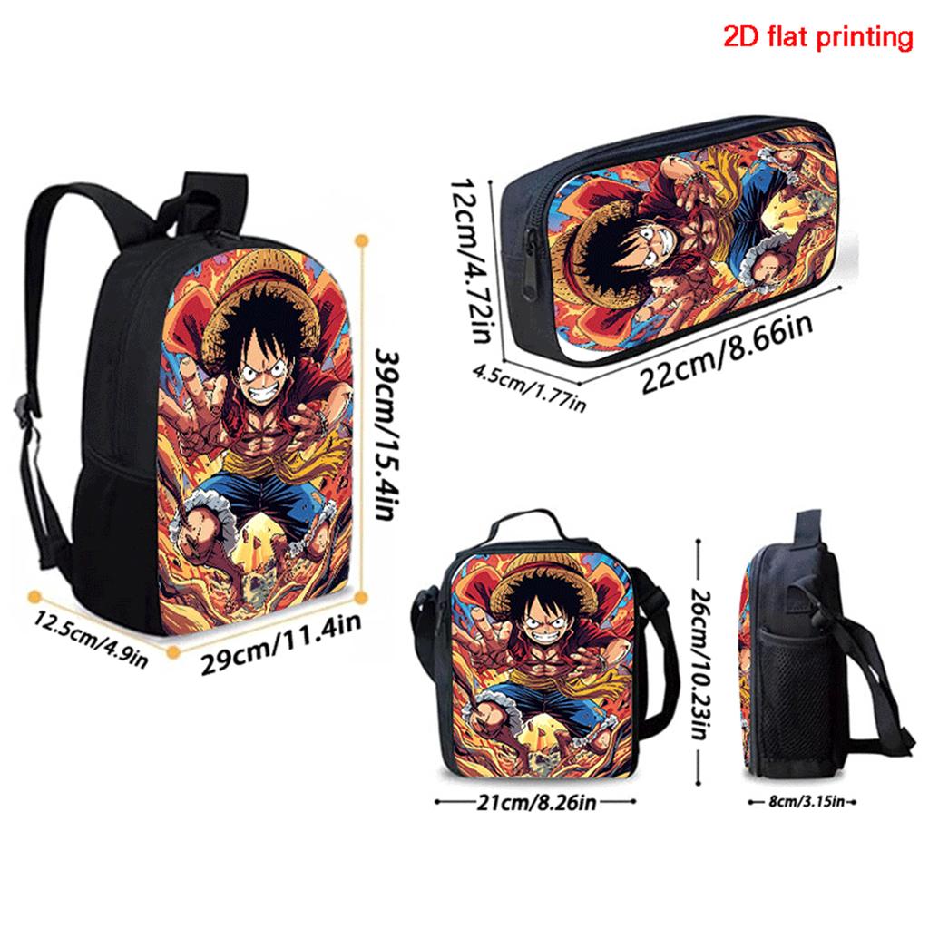 15 Inch One Piece 3-in-1 Backpack Set Unisex for Boys and Girls Age 6-10, Light Weight School Kit with Lunch Bag & Pencil Case
