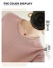 Baumwollpullover im koreanischen Stil mit gerolltem Saum und Rundhalsausschnitt für Damen, langärmlig und locker geschnitten