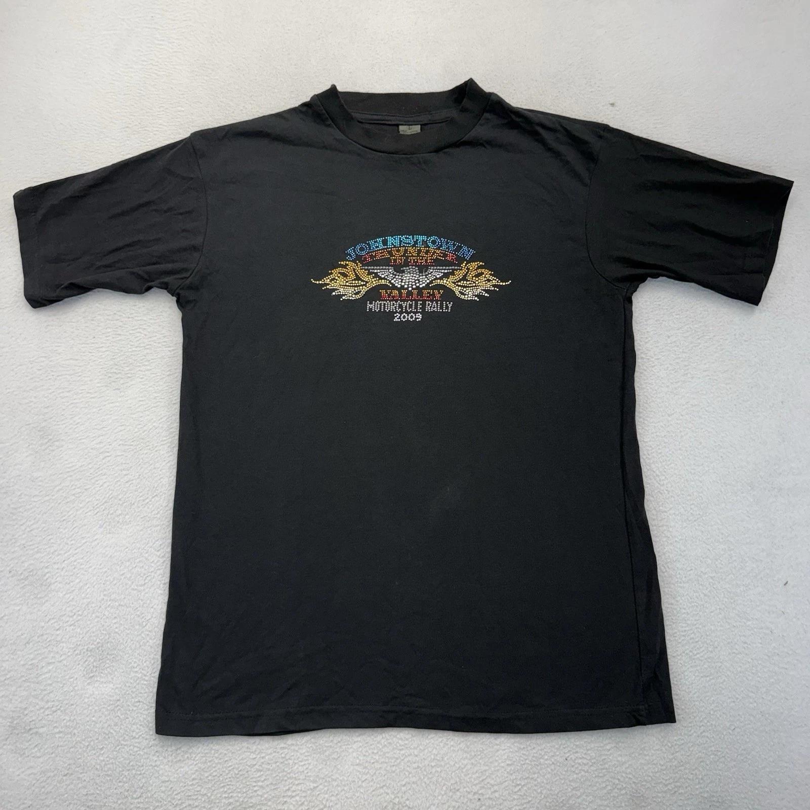 Vintage Y2K Motorcycle Rally Johnstown, PA Rhinestones Colorful T-Shirt Sz S L