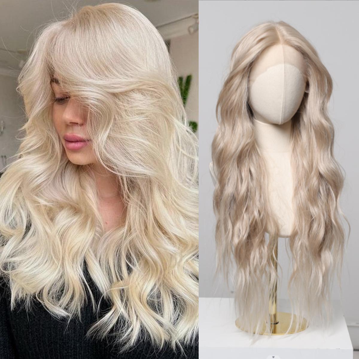 

LOUIS FERRE 30 дюймов смешанные коричневые светлые блики синтетические парики 13*6 кружевной фронтальный парик для женщин свободная часть длинные волнистые натуральные волосы ежедневный футура