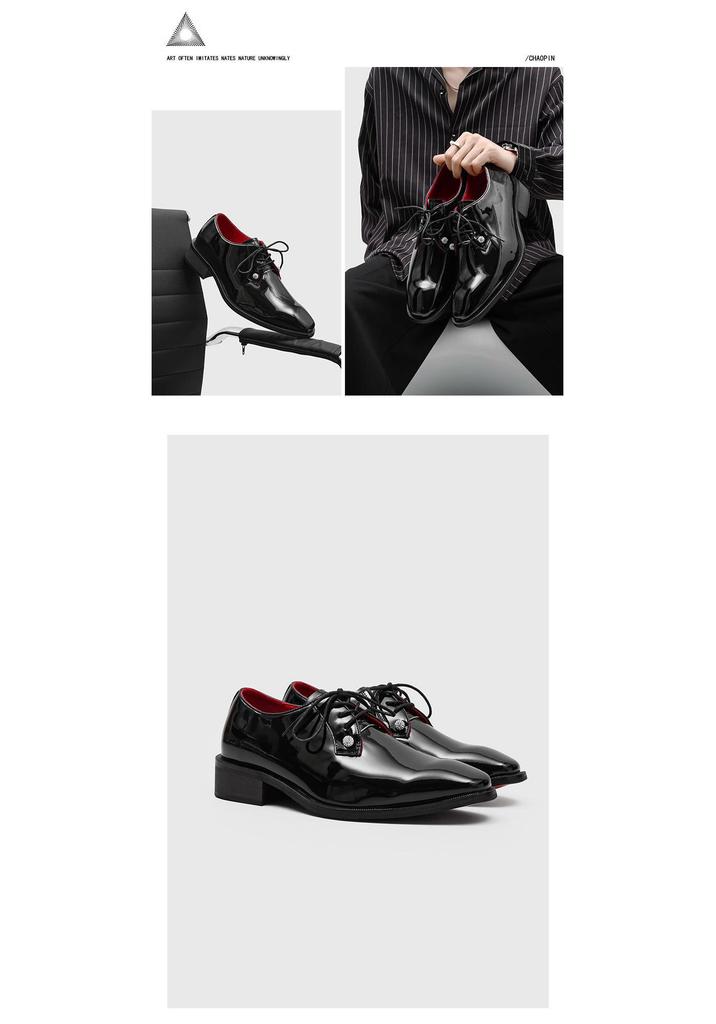 Herren Glänzende Rote Sohle Leder Schuhe, Britischer Stil, Spitze Zehenpartie - Perfekt für Business, Formelle Anlässe, Freizeit oder Hochzeitskleidung (Modell 2607)