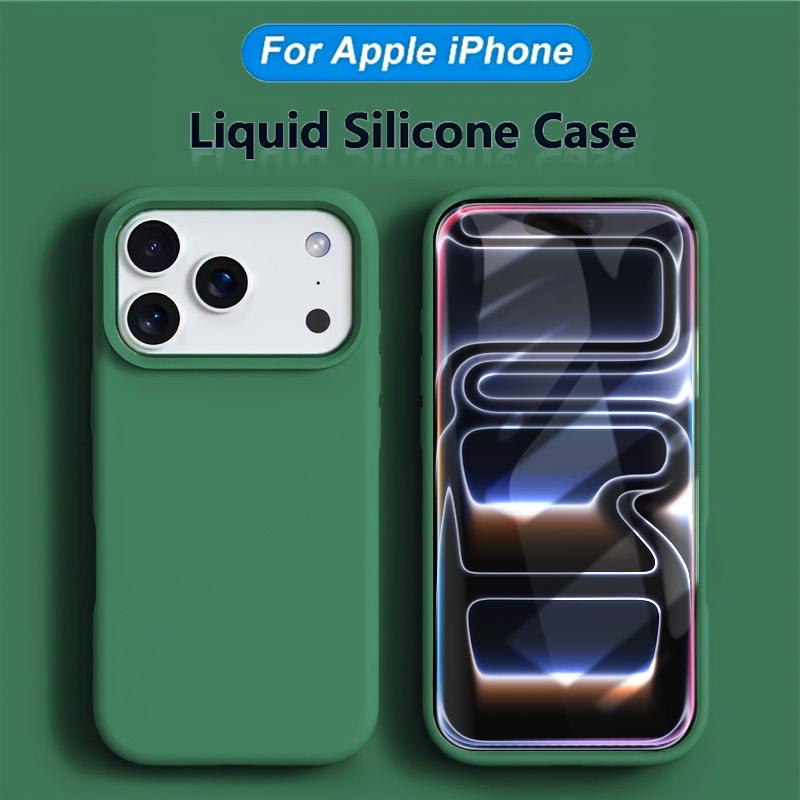 Liquid Silicone Phone Case For iPhone 17 Pro Max Air 15 14  Plus 13 12 11 16 Pro Silky Feel Shockproof Protector Soft Back Cover