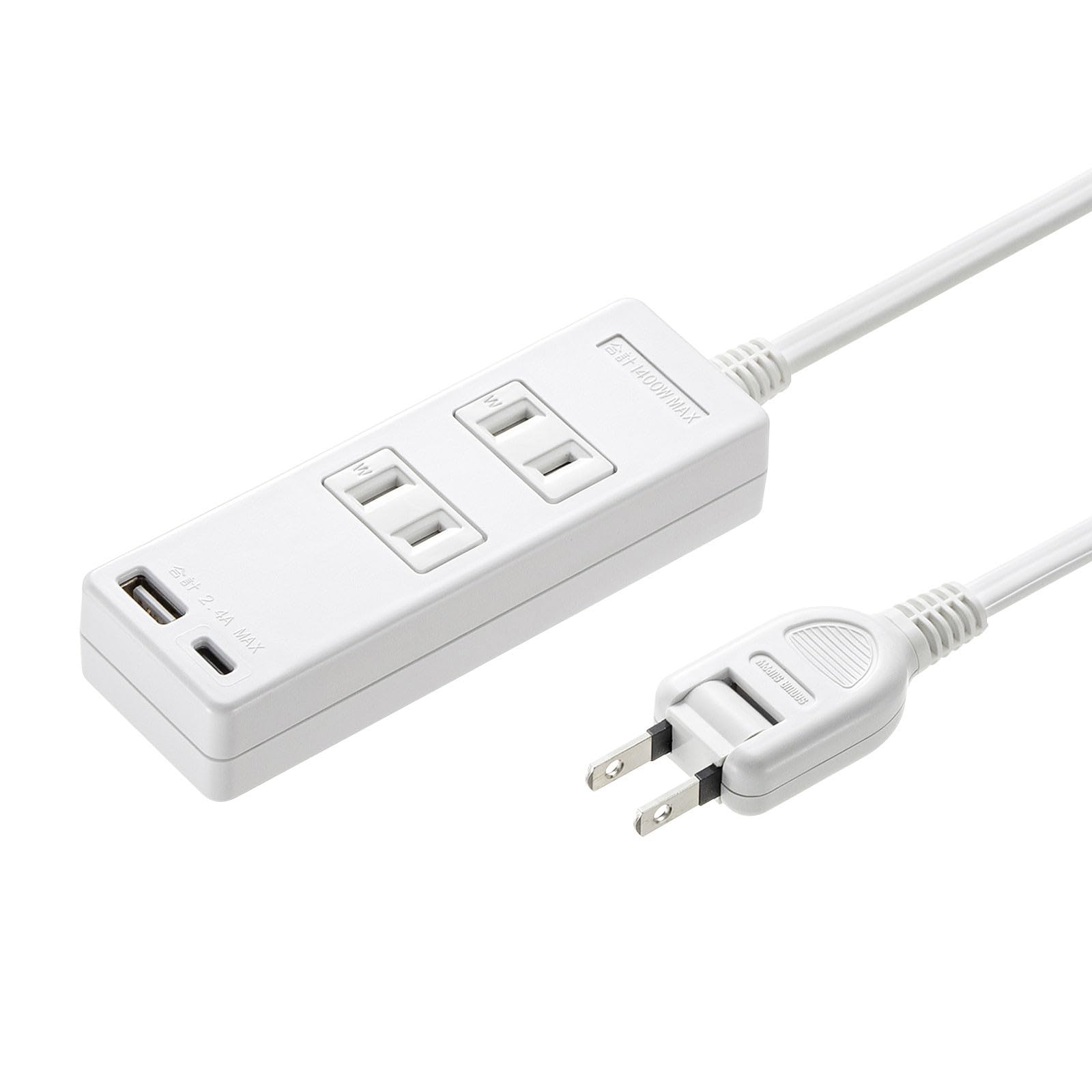 

Sanwa Supply USB charging tap with Type-C (2P, 2 outlets, 2m) TAP-B101UC-2W