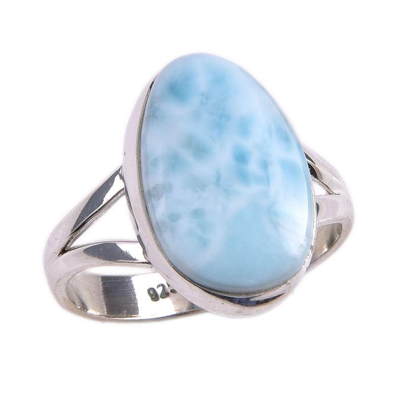 Natural Republic Larimar Gemstone 925 Solid Sterling Silver Gift Ring S.6 V1q40