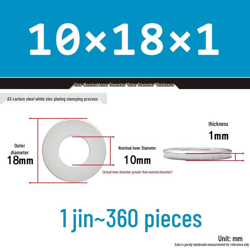 Extra Thick Galvanized Iron Flat Washer, Round, M3-M62