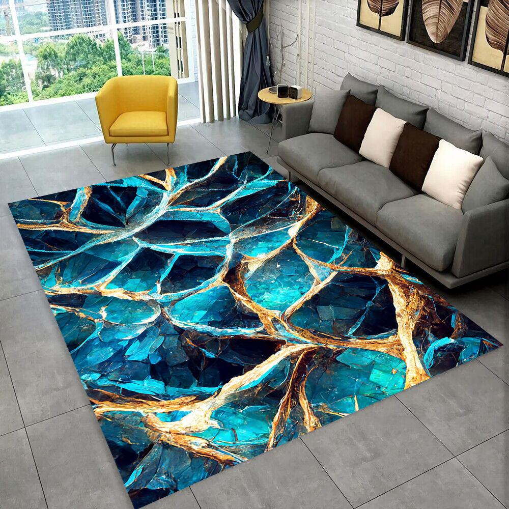 Retro Natural Crystal Ore Stone Area Rug Carpet for Living Room Bedroom Home Decor,kids Play Non-slip for Sofa Doormat Gift