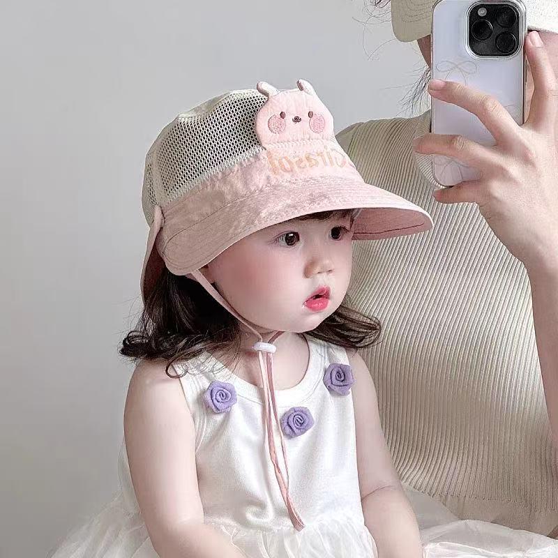 Children's Quick-Dry Mesh Sun Hat with Detachable Shawl