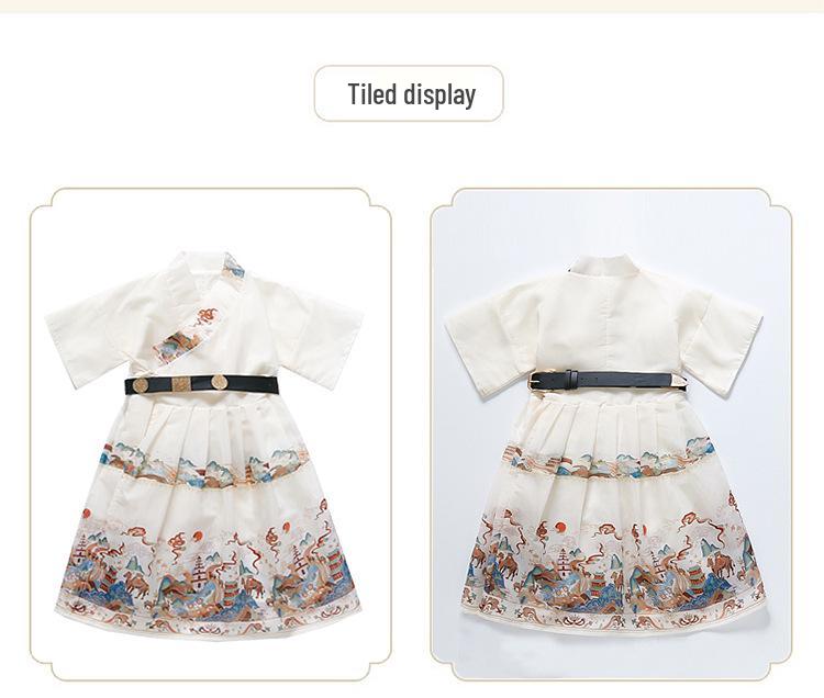 2024 Children's Day Caiyun Zhuiyue Hanfu: Short Sleeve Ancient Style Dress for Boys and Girls
