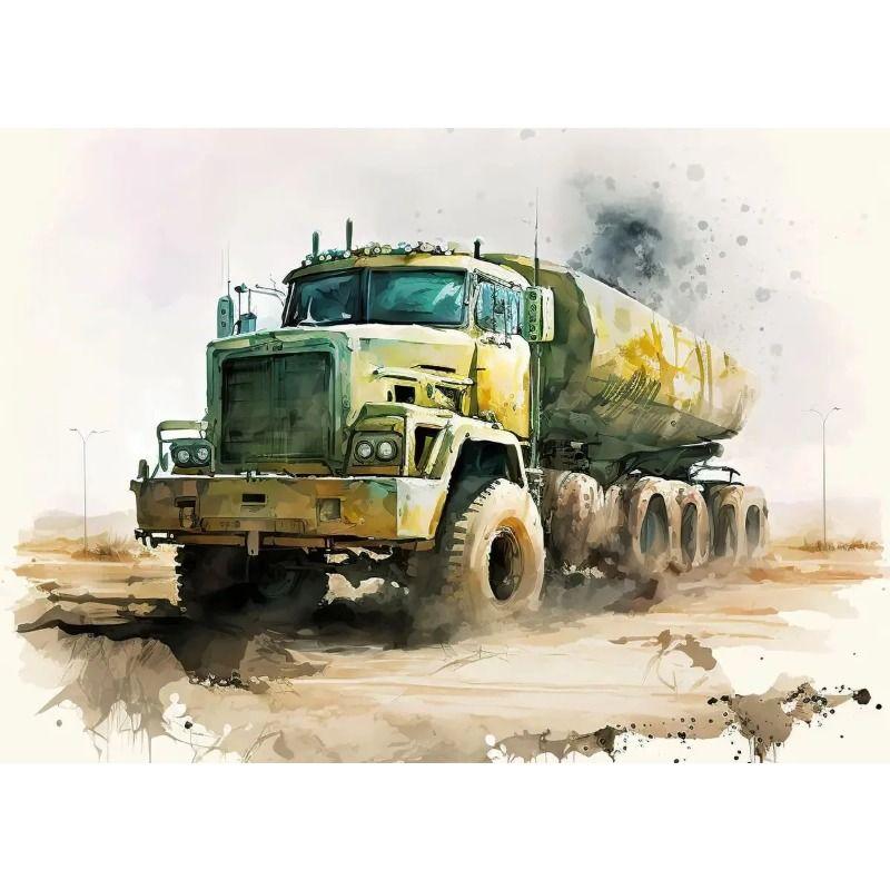 Watercolor Toy Car Tin Painting for Kids Room Decor