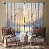 2pcs Artistic Winter Birch Forest Printed Curtains, Designed for Light Filtering, Quality Material, Ideal for Seasonal Home Wind