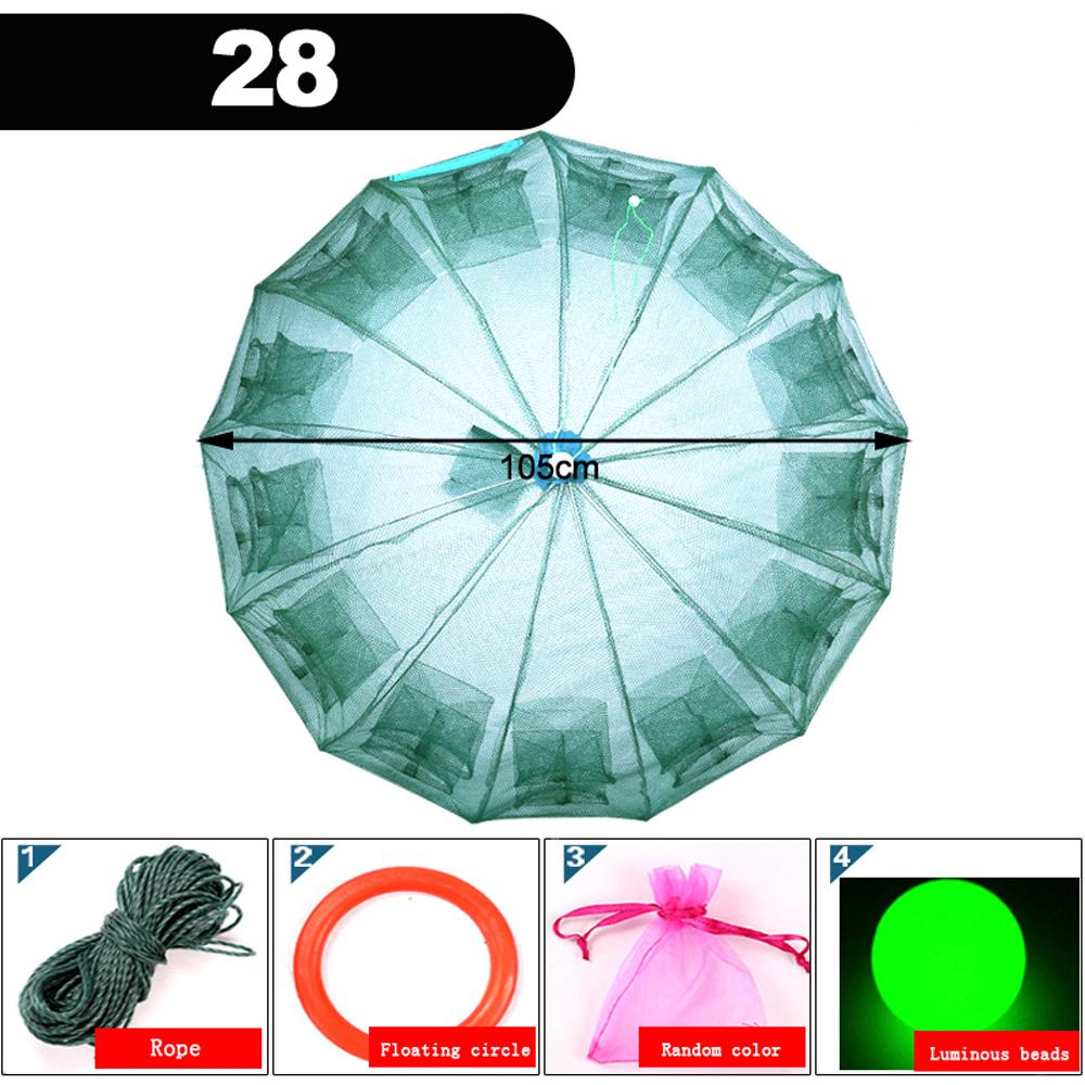 4-28 Holes Automatic Fishing Net Nylon Foldable Catch Fish Trap Nets For Fish Shrimp Minnows Crab Cast Mesh Fishing Network Tool