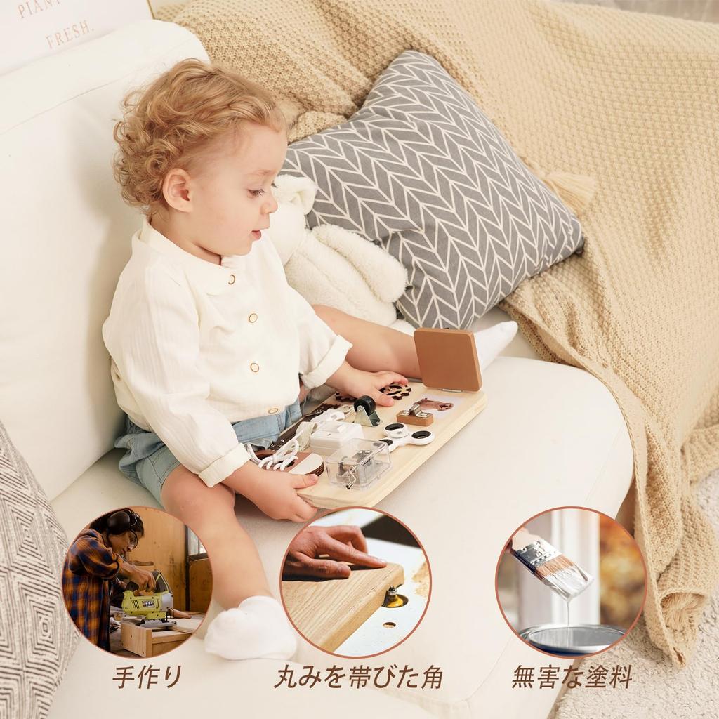 Potatomato Busy Board Montessori Educational Toy Birthday Gift for Ages and Develops fine motor supports and is a wooden sensory toy for boys and