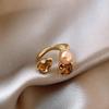 Vintage Luxury Geometry Crystal Champagne Pearl Metal Open Rings Jewelry Party Women'S Exquisite Accessories