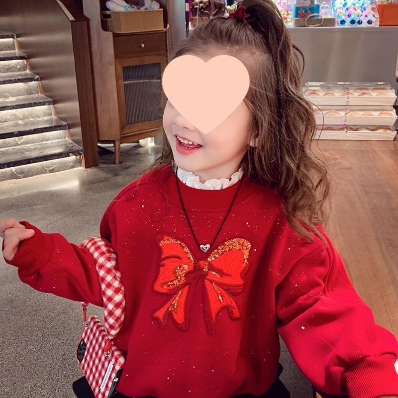 Fleece gefüttertes Kapuzensweatshirt für Mädchen Winter Festlich Lässiges Oberteil