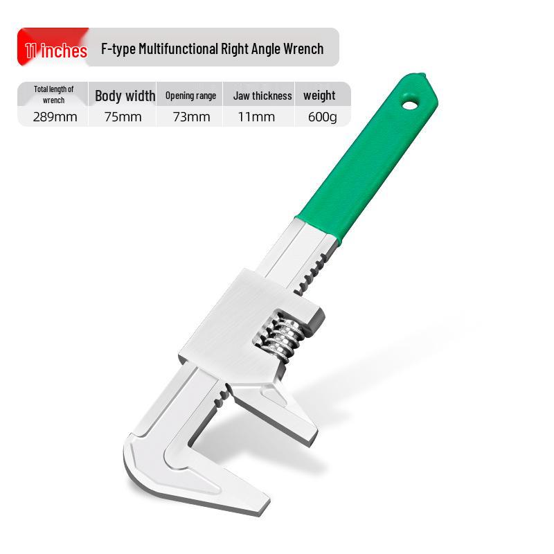 Large Opening Adjustable F-Type Multi-Function Right Angle Pipe Wrench Tool