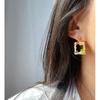 Design Sense Retro Irregular Texture Photo Frame Earrings Geometric Fashionable Color Zircon Earrings Women 568