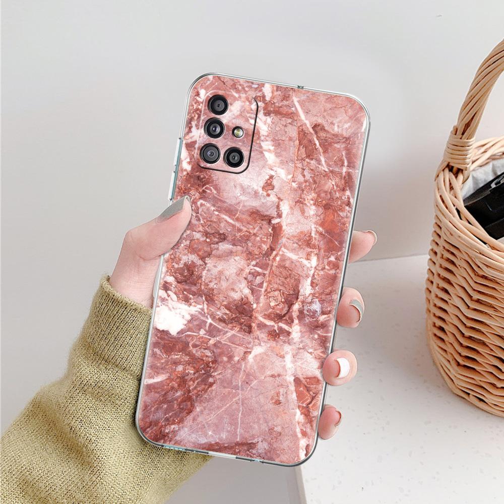 Phone Case For Samsung A15 A13 A35 A55 A51 A71 A41 A31 A21S A03S A05 A17 A23 A25 A33 A53 A73 5G A07 4G Clear Cover Marble Stone