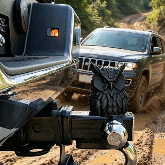 Trailer Dust Cover, Owl Shape Trailer Coupling Cover Cap, Weather-Resistant Towing Hook Protector for SUV Pickup Truck RV Off-Road Vehicle Accessories