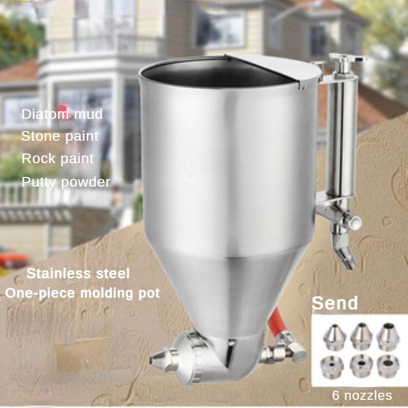 Exterior Wall Real Stone Paint Spray Gun Diatom Mud Stainless Steel Integrated Molding Pot Architectural Paint Latex Paint Spray Gun 21 * 25.5 * 14cm