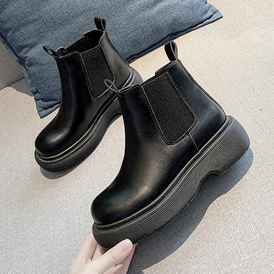 New Luxury Chelsea Boots Women Ankle Boots Chunky Winter Shoes Platform Ankle Boots Slip On Chunky Heel Boot Brand Designerjk9