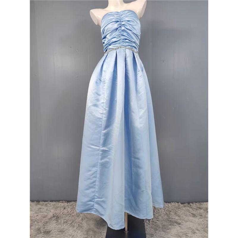 

Aura Tube Top Party Diamond Decorations Shiny Formal Swing Dress Lake Blue XL