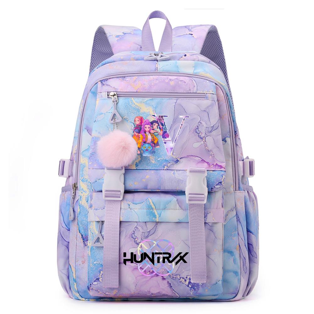 Cute Cartoon 26 English Letters Printed Backpack Schoolbag for Teenager Student Girl Boy Bookbag Large Capacity Waterproof Travel Bag Mochila
