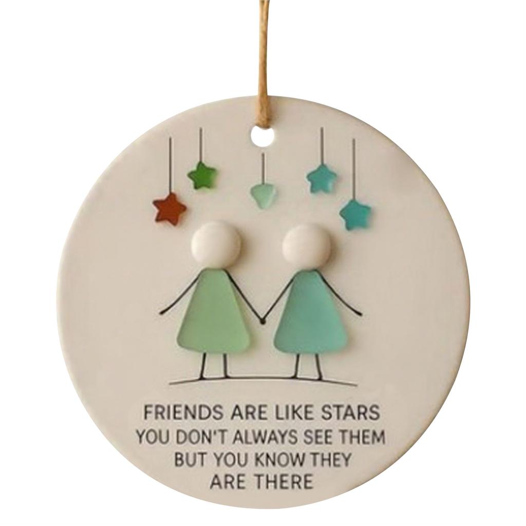 Friendship Christmas Ornaments W/ Inspirational Quotes Sea Glass Heart Christmas Tree Hanging Ornaments for Friends Home Decor