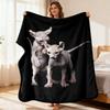 Sphynx Cat Blanket Realistic Sphynx Kitten Print Flannel Spread Soft All-Season Black Ding for Couch Travel & Office Nap Machine W