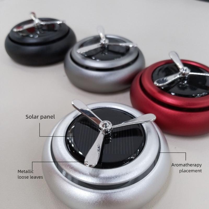 Solar Operated Rotating Vehicle Air Freshener With Natural Fragrances Metal Decors For Automotive Home Use