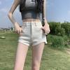 White Denim Shorts Women's Summer New Wear High Waist and Thin Tight Spice Girl Word Super Short Hot Pants