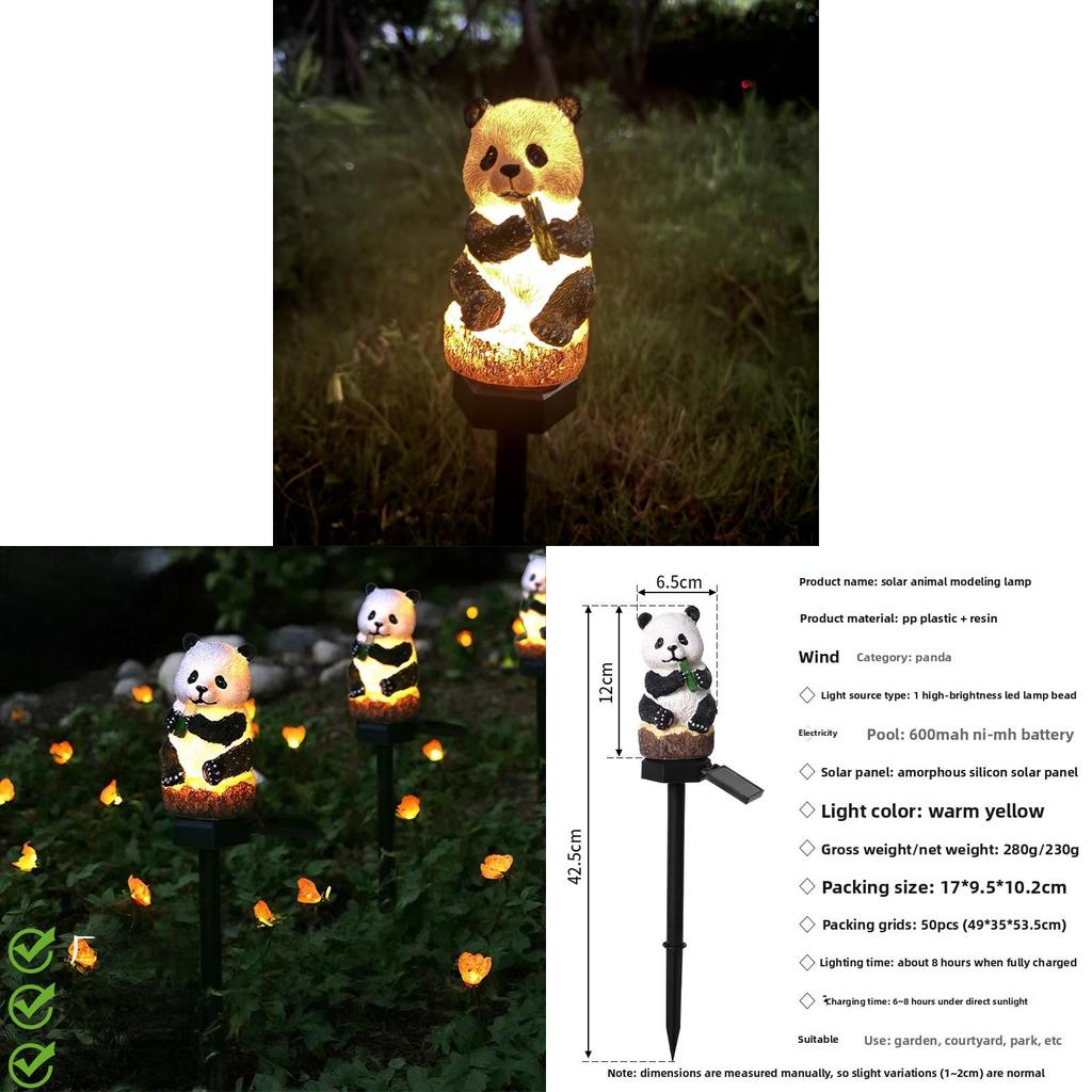Solar Panda Lawn Decor Resin Animal Landscape Light With Energy Efficient Led For Garden Pathway