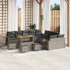 14-Piece Garden Sofa Set with Grey Cushions Poly Rattan Acacia, 4-Piece Garden Dining Set 3361813