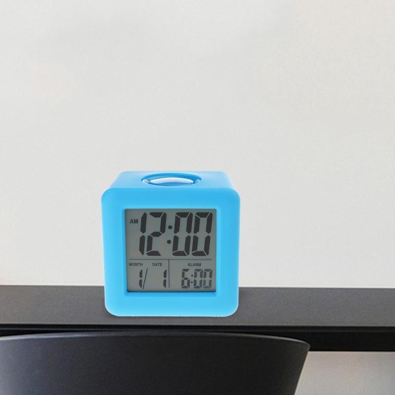 Compact Silicone Square Alarm Clock with Easy to Read Display for Home and Office Use