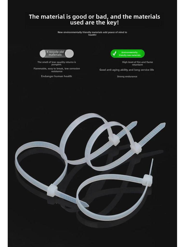 Self-Locking Wide Nylon Cable Tie, Large Thickened Plastic