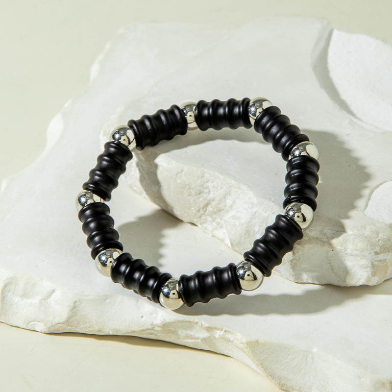 Аксессуары, простые многослойные акриловые браслеты с бусинами, ретро контрастные эластичные браслеты оптом