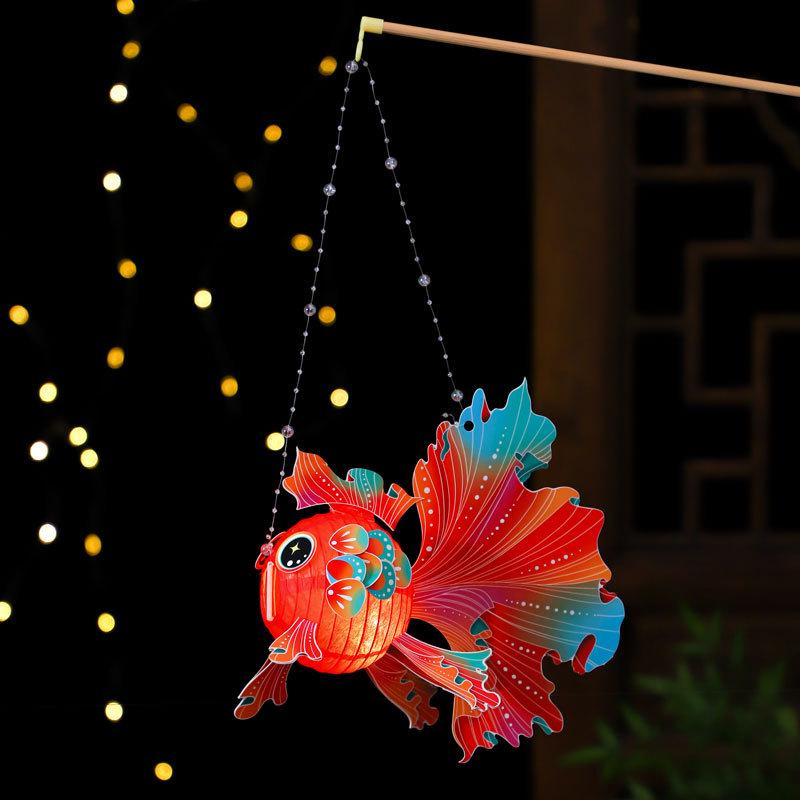 2026 DIY Handmade Chinese Goldfish Flower Lantern for Kids - Ancient Style Luminous Koi for New Year & Lantern Festival