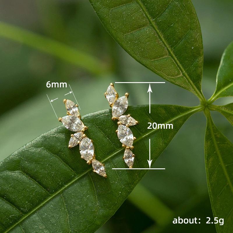 Xiaomi Huitan Simple Stylish Leaf Stud Earrings with Crystal Cubic Zirconia Exquisite Women Ear Piercing Accessories Versatile Jewelry