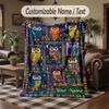 Birds Theme Throw Blanket Custom Name Text Personalized Blanket Soft Cozy Blanket for Home Sofa Bed